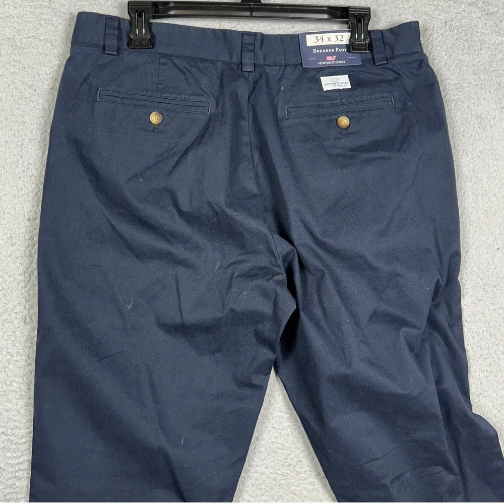 NEW Vineyard Vines Breaker Pants Mens 34X32 Navy Blue Khaki Chino Straight Leg